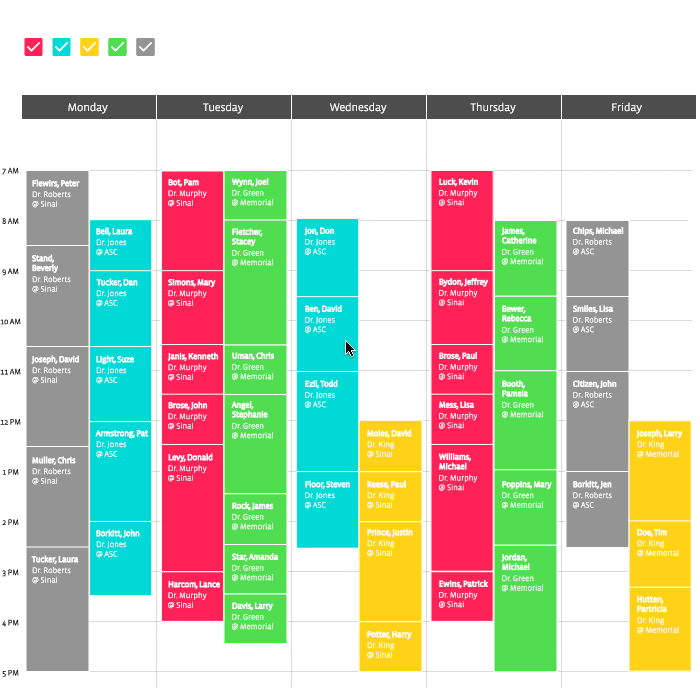 Manage surgeon’s schedules easily with Surgimate’s HIPAA compliant calendar.